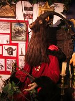 A sculpture of the Horned God of Wicca found in the Museum of Witchcraft in Boscastle, Cornwall