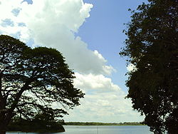 View of the artificial Tissa Wewa lake, seen from the Rest House