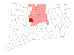 Location in Hartford County, Connecticut