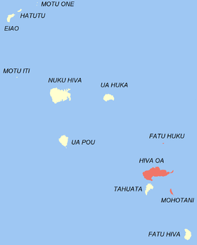 Location of the commune (in red) within the Marquesas Islands