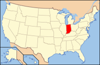 Map of the United States highlighting Indiana