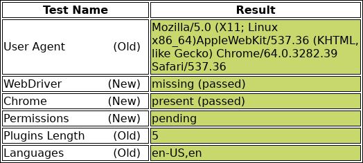 The final results after bypassing the test