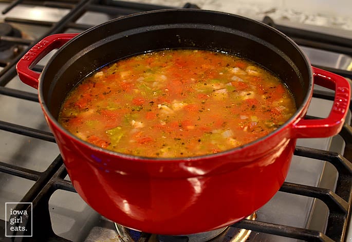 green chili simmering in a pot