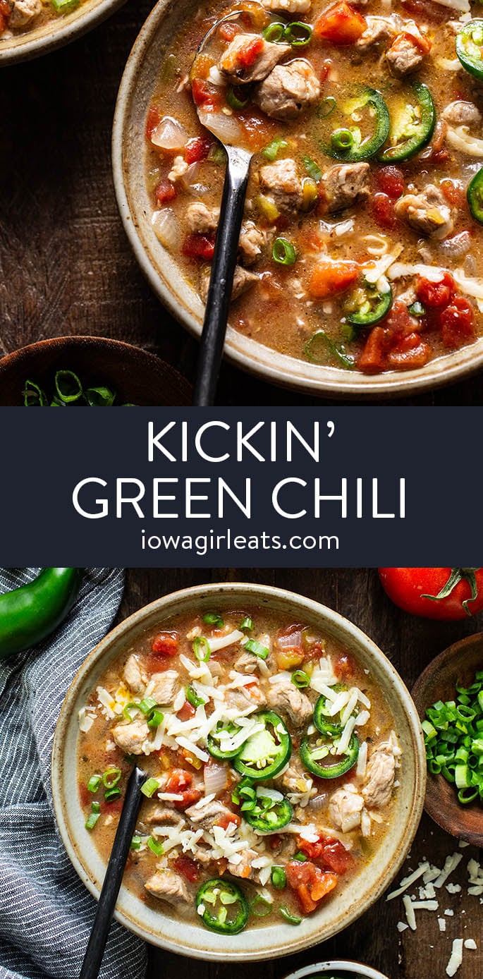 photo collage of kickin green chili