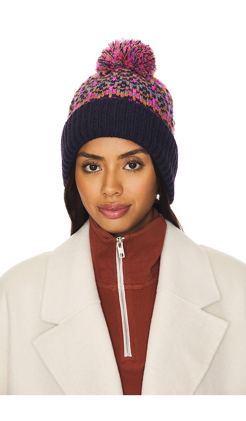 Shop Free People First Frost Fairisle Pom Beanie In 네이비