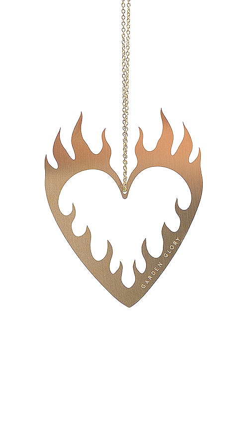 Garden Glory Flaming Heart Ornament In Metallic Gold