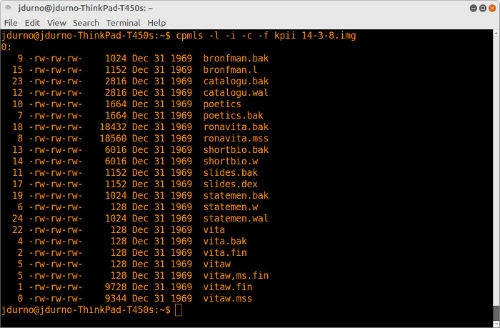 Output of the command: cpmls