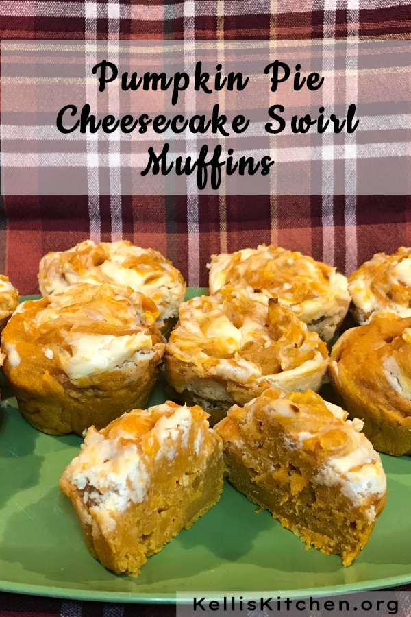 Pumpkin Pie Cheesecake Swirl Muffins via @KitchenKelli