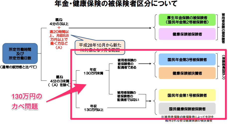 被保険者区分130万円のカベ問題