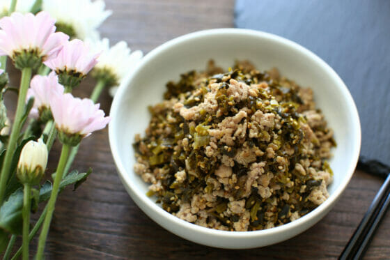 味付けいらず！高菜と豚ひき肉のシンプル炒め。高菜漬けの大量消費にも。