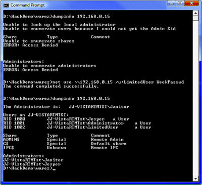 図 2 Administrator から変更されたアカウント名の確認