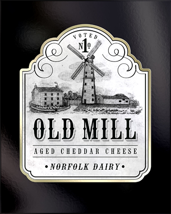 Old Mill Cheddar Cheese Image using LHF Old Tom Font