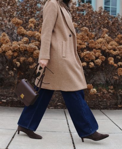 kitten heel booties suede, madewell booties, JCrew coat