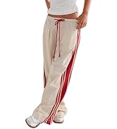 Burtell Casual Crayon Striped Pants for Women Drawstring Elastic High Waist Lounge Pant Color Blo...