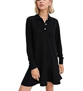 Burtell Casual Polo V Neck Mini Shirt Dress for Women Solid Lapel Collar Long Sleeve Short Dress ...