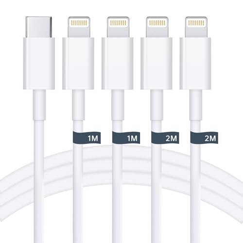 【2025正規MFi認証品】iPhone充電ケーブル USB-C to Lightningケーブル 【1M/2M 各２本】 iPhone ケーブル 20W対応 PD急速充電 タイプC ライトニング 充電ケーブル 超高耐久 高速データ同期 タイプC iPhone コード iPhone14/13/12 Pro Max/11/X/iPad/AirPods/MacBookなど各種対応