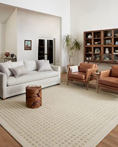 Loloi Chris Loves Julia Polly 7'-9" x 9'-9" Area Rug in Ivory/Natural - Large Neutral Area Rug, Unique Patterned Rug for Living Room, Bedroom, Dining Area, Home Office