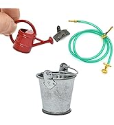 iland Dollhouse Accessories on 1:12 Scale, Gardening Tools Pack of Mini Metal Pail, Watering Pot ...