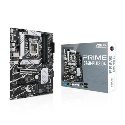 ASUS Prime B760-PLUS D4 Intel(第13世代および第12世代)LGA 1700 ATXマザーボード PCIe 5.0、3xPCIe 4.0 M.2スロット、DDR4、2.5Gb LAN、DisplayPort、USB 3.2 Gen 2x2 Type-C、フロントUSB 3.2 Gen 1 Type-C、Thunderbolt (USB4®)