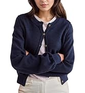 Burtell Women Fall Long Sleeve Cardigan Sweaters Casual Crew Neck Button Down Knit Sweater Solid ...