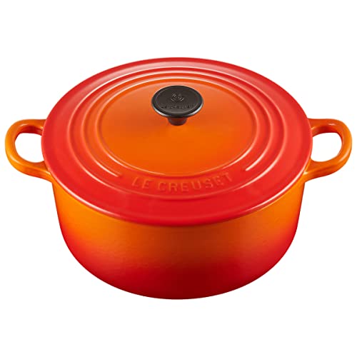 ル・クルーゼ(Le Creuset) 鋳物 ホーロー 鍋 両手鍋 鉄鍋 ココット・ロンド 24 cm オレンジ ガス IH オーブン 食洗器 対応 【日本正規販売品】