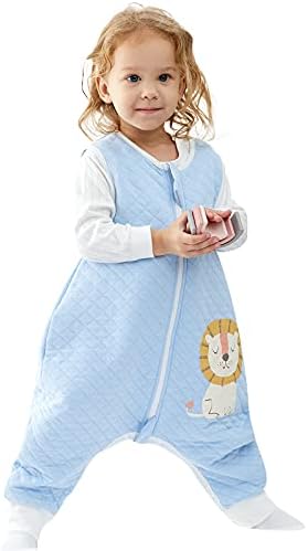 Duomiaomiao 1.0 TOG Super Breathable Toddler Sleep Sack 12-24 Months 100% Cotton Four Season Sleep Sack with Feet, Quilted Comfy Toddler Wearable Blanket