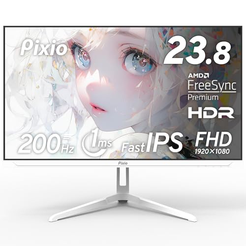 Pixio PX248 Wave White ゲーミングモニター 白 ホワイト 23.8インチ 200Hz FHD スピーカー内蔵 2年保証 30日間返品保証