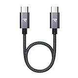 RAMPOW USB Type C ケーブル 短い【20CM 黒 持ち運び便利/PD3.0&QC3.0超高速充電】高速データ転送対応 高耐久ナイロン usbc usbc ケーブル iPhone 16 充電ケーブル/iPhone 15 充電ケーブル MacbookPro/iPad Pro&Air/Google Pixel/Galaxy/SonyなどType C機種対応