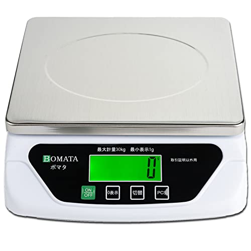 BOMATA(ボマタ) 台はかり 1g単位 30kg ステンレス製秤台 全視角LCD USB給電&乾電池 2式給電