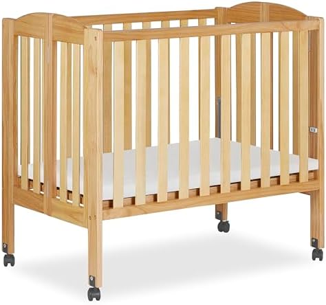 Dream On Me 2 in 1 Portable Folding Stationary Side Crib in Natural, Greenguard Gold Certified , 40x26x38 Inch (Pack of 1)