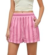 Burtell Women Summer Striped Boxer Shorts Casual Wide Leg Pajama Shorts Y2K High Waist Lounge Sho...