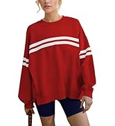 Burtell Casual Striped Oversized Sweatshirts For Women Color Block Long Sleeve Crew Neck Sweatshi...