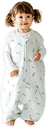 Tealbee DREAMSUIT: Toddler Sleep Sack with Feet 2T 3T - 0.8 TOG Lightweight Baby Wearable Blanket for Walkers - Rayon Made from Bamboo, Organic Cotton Sleeping Bag - Croissant