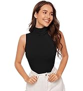 Verdusa Women's Sleeveless High Turtleneck Fitted Tank Top