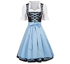 JASAMBAC Women's German Dirndl Dress Costumes 3 Pieces for Oktoberfest Carnival