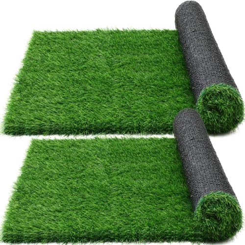 Shinylin 2 Pcs Artificial Grass, 52" x 26" x 1.57" Dog Pee Pads, Large Dog Potty Training Rug, Dog Grass Mat with Drainage Holes, Pet Turf Indoor Outdoor Fake Grass Doormat Decor, Easy to Clean