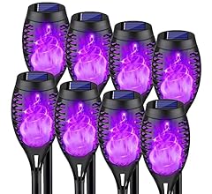 8Pack Halloween Decorations Outdoor, Halloween Solar Lights with Purple Flame for Halloween Decor, Waterproof Halloween Lig…