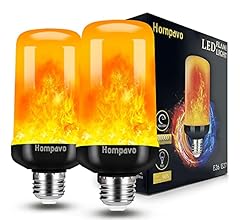 Hompavo 【Upgraded】 LED Flame Light Bulbs, 4 Modes Flickering Light Bulbs with Upside Down Effect, E26/E27 Flame Bulb for Ha…