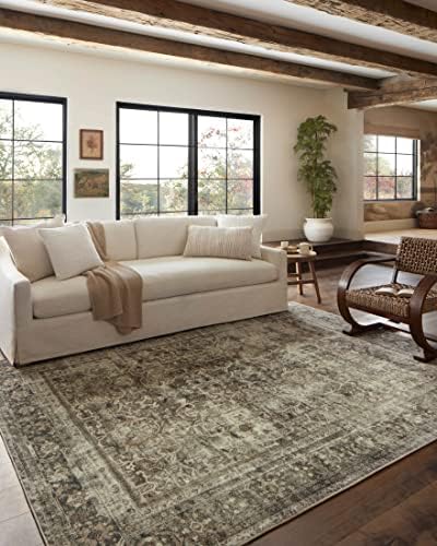 Loloi Magnolia Home by Joanna Gaines Sinclair Collection SIN-01 Pebble/Taupe 7'-6" x 9'-6", .25" Pile Height, Machine Washable, Area Rug