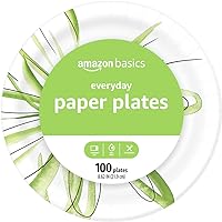 Amazon Basics Everyday Paper Plates, 8.62 Inch, Disposable, 100 Count