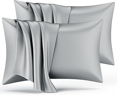 MINIPANDA 4 Pack Queen Satin Pillowcase for Hair and Skin, Satin Pillow Case with Envelope Closure, Similar to Silk Pillow Cases, Satin Pillowcase Silver Grey, Gifts for Women Men