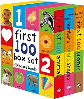 First 100 Board Book Box Set (3 Books): First 100 Words, Numbers Colors Shapes, and First 100 Animals