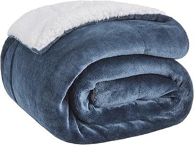 Bedsure Sherpa Fleece Throw Blanket Twin Size for Couch - Thick and Warm, Soft Fuzzy Plush Twin Blanket for Winter, Slate Blue, 60x80 Inches