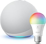 Echo (4th Gen)| Glacier White with Sengled Smart Color Bulb