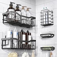 EUDELE Adhesive Shower Caddy, 5 Pack Rustproof Stainless Steel Bath Organizers With Large Capacity, No Drilling Shelves...