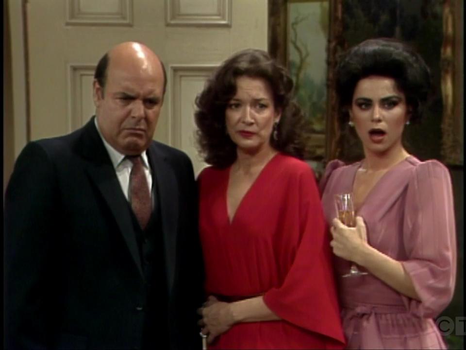 Delta Burke, Dixie Carter, and Michael Lombard in Filthy Rich (1982)