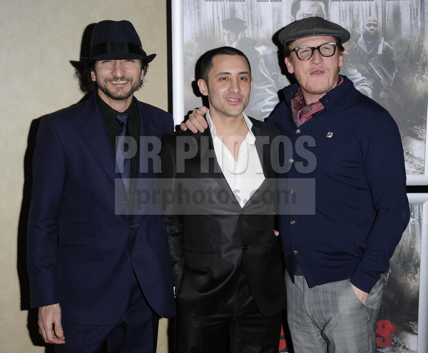 Robert Fucilla, Geoff Bell and Paris Leonti at the Mercenaries premiere.