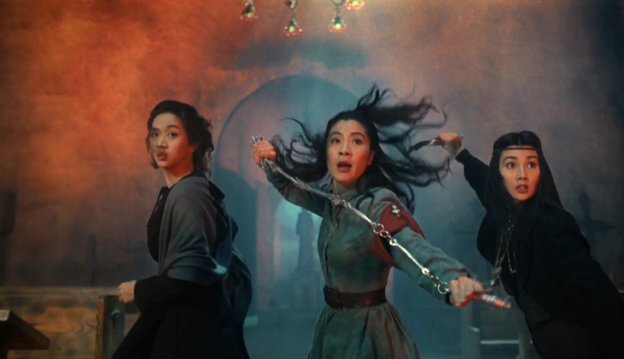 Michelle Yeoh, Maggie Cheung, and Anita Mui in Heroic Trio 2: Executioners (1993)