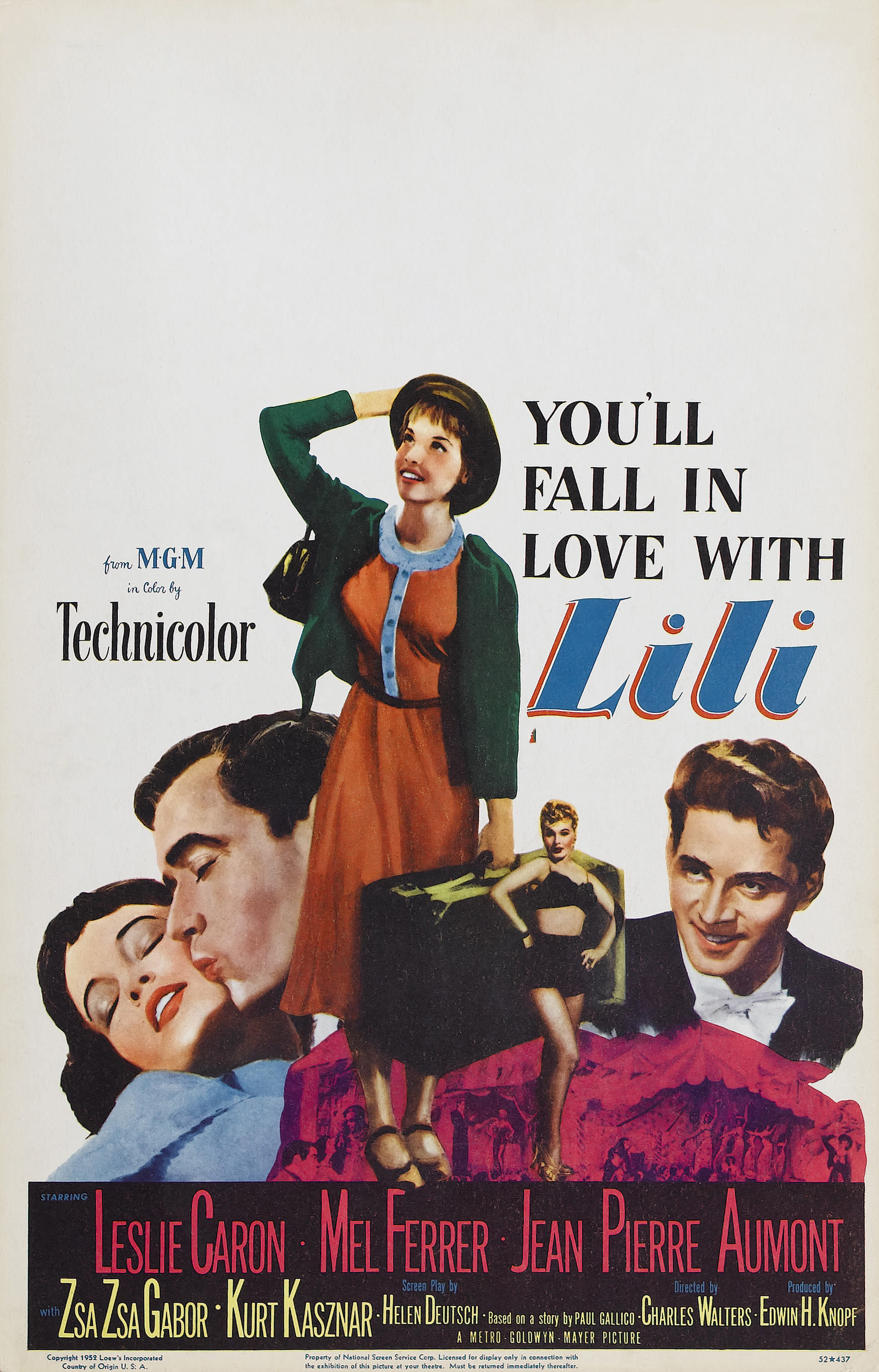 Zsa Zsa Gabor, Jean-Pierre Aumont, Leslie Caron, and Mel Ferrer in Lili (1953)