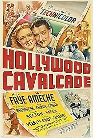 Buster Keaton, Don Ameche, Hank Mann, Eddie Collins, Heinie Conklin, Alan Curtis, Stuart Erwin, Alice Faye, and James Finlayson in Hollywood Cavalcade (1939)